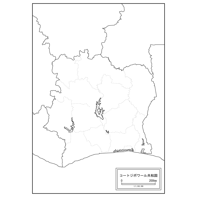 コートジボワールの白地図のサムネイル