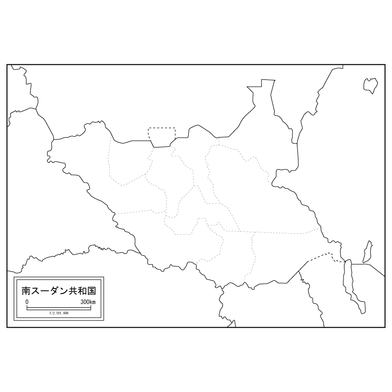 南スーダンの白地図のサムネイル