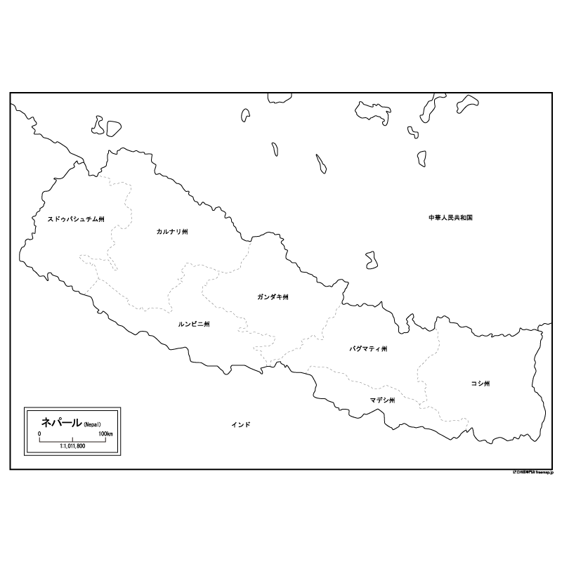 ネパールの白地図のサムネイル