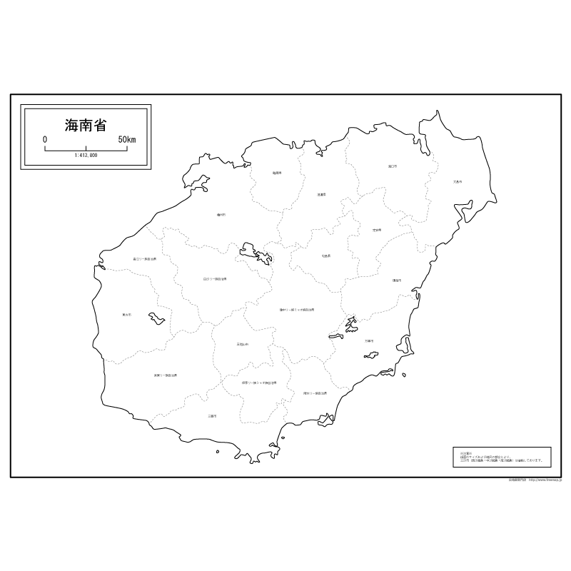 海南省（かいなんしょう）の地図のサムネイル