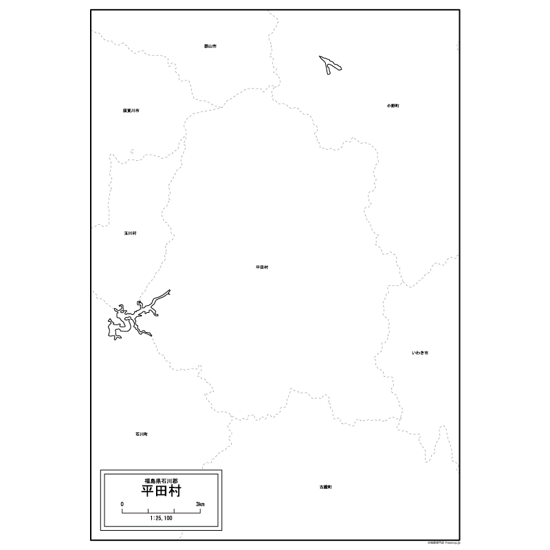 平田村の白地図のサムネイル