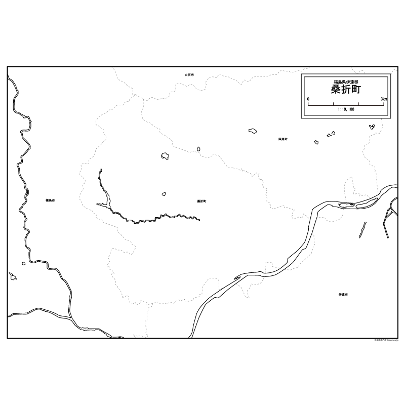 桑折町の白地図のサムネイル