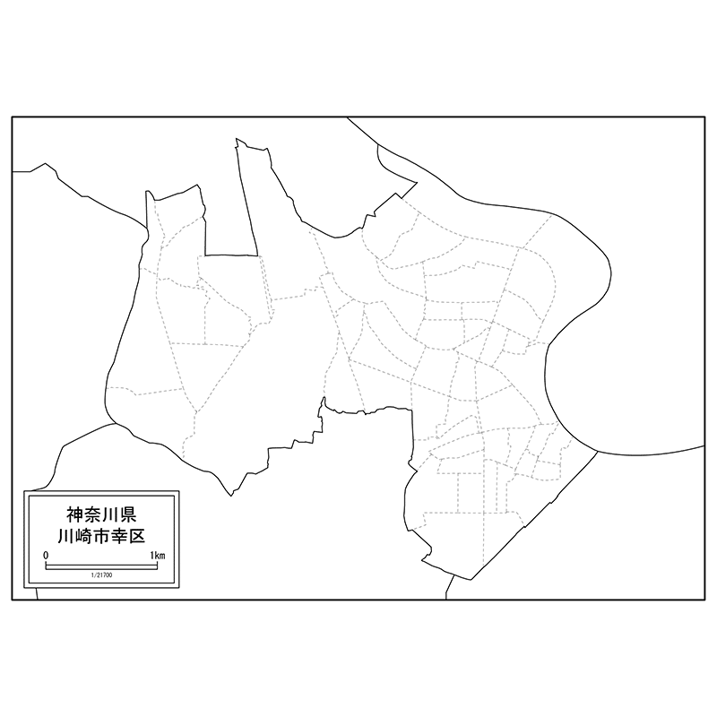 川崎市幸区の白地図のサムネイル
