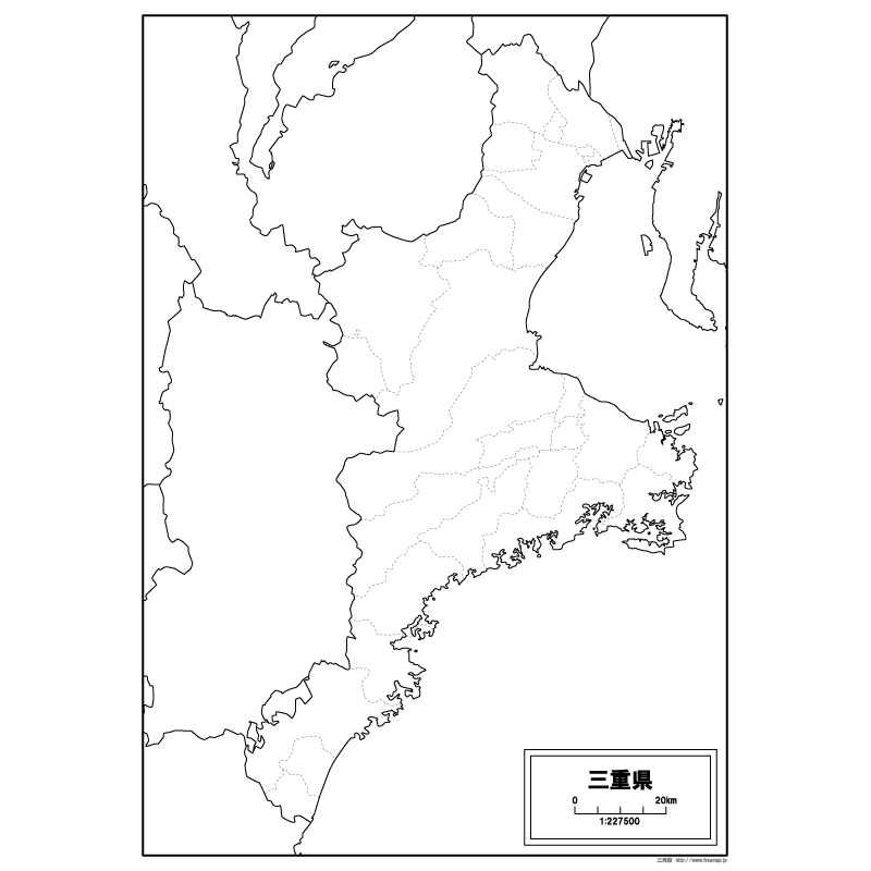 三重県の白地図のサムネイル