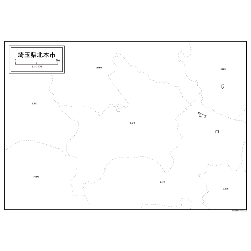 北本市の白地図のサムネイル