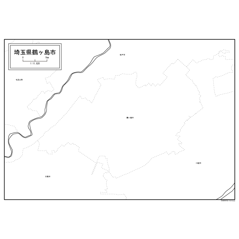 鶴ヶ島市の白地図のサムネイル