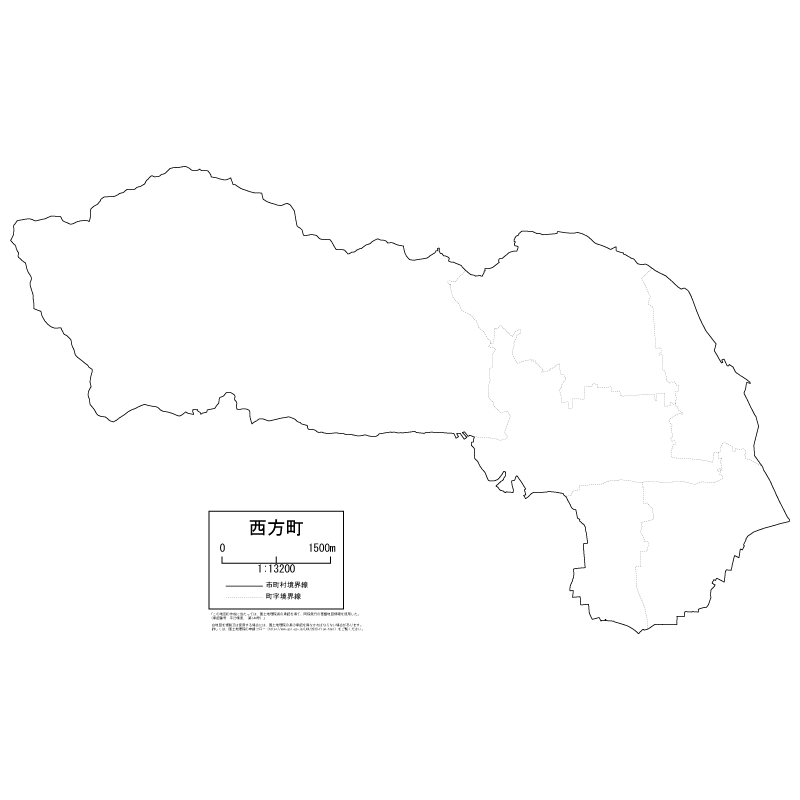 西方町の白地図のサムネイル