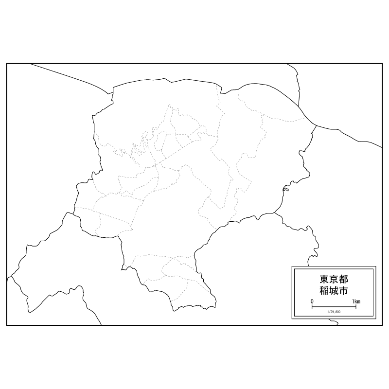 稲城市の白地図のサムネイル