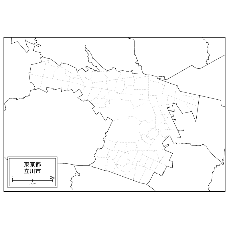 立川市の白地図のサムネイル