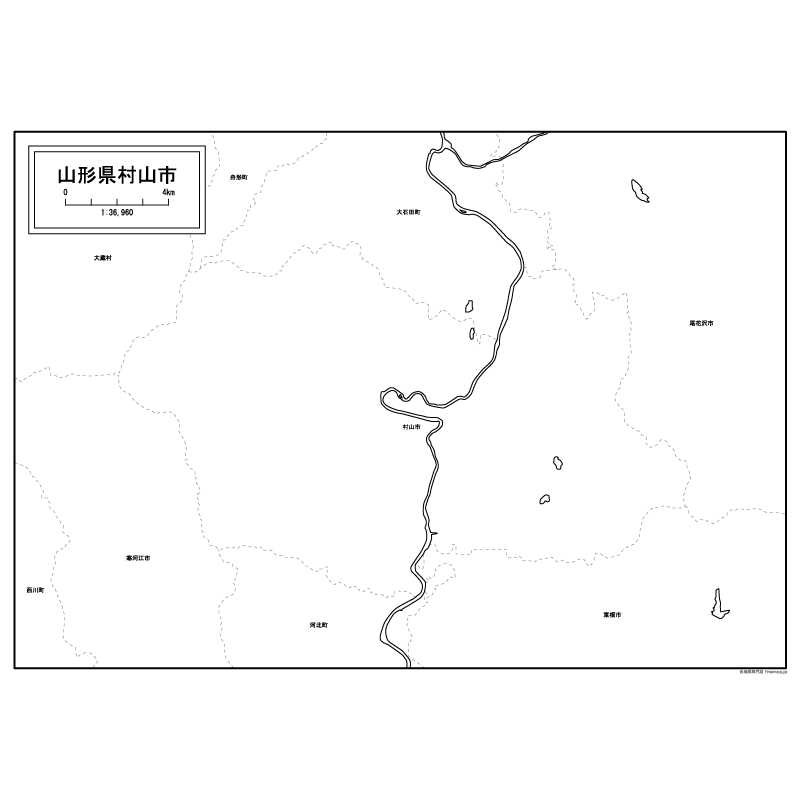 村山市の白地図のサムネイル