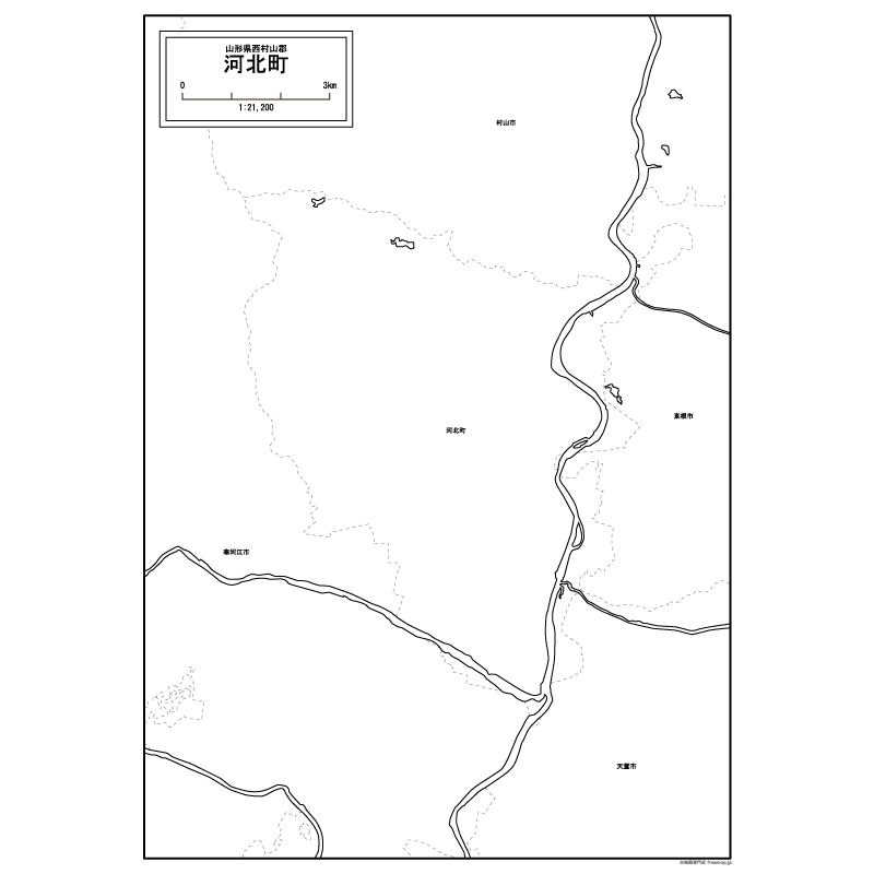 河北町の白地図のサムネイル