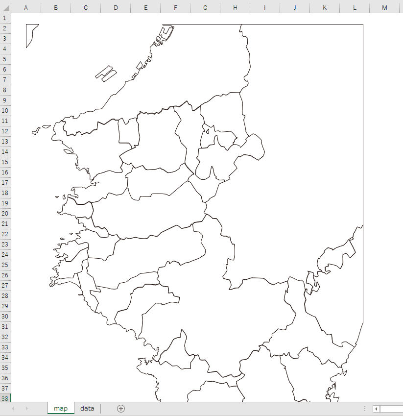 白地図が表示されます