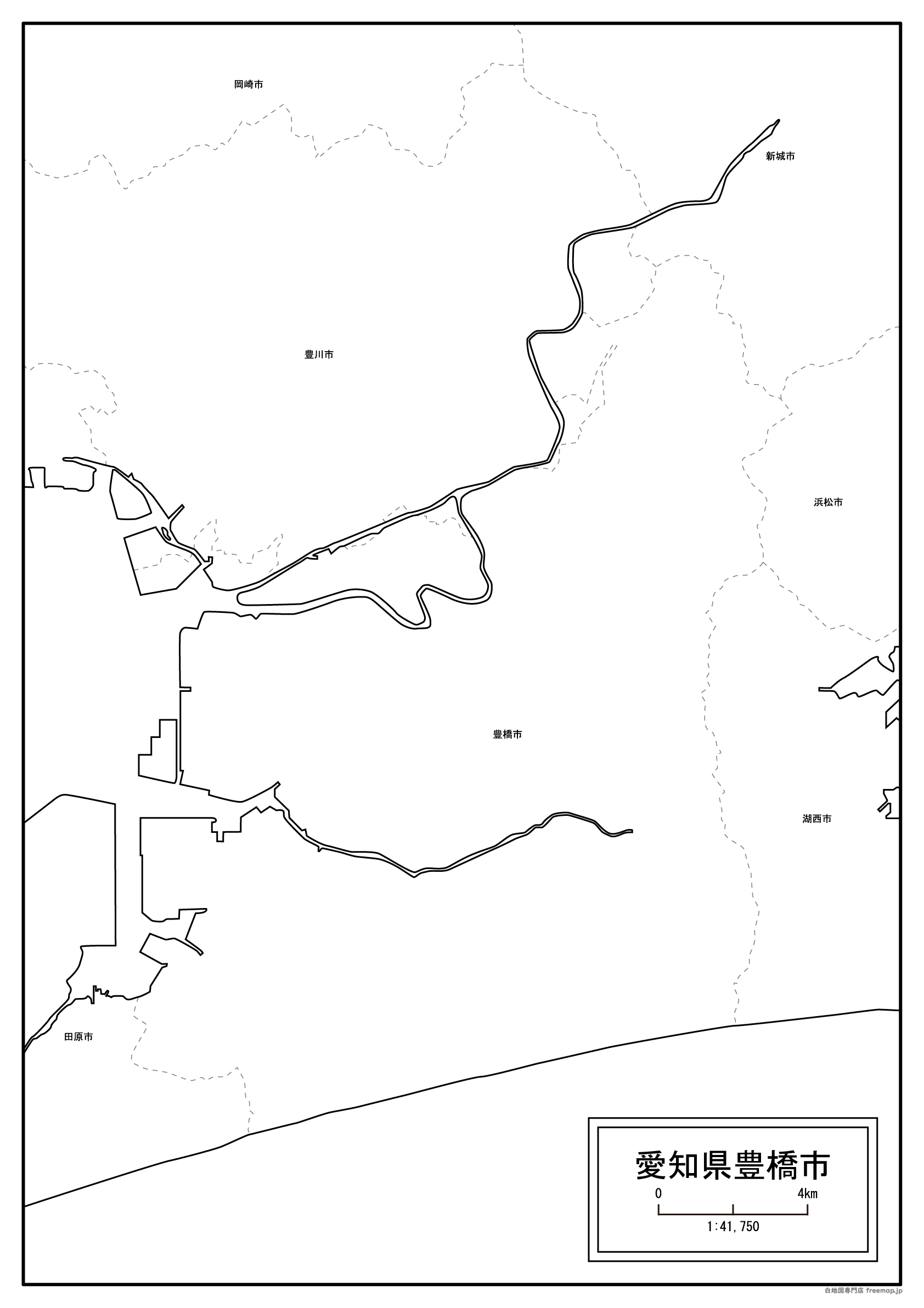 豊橋市の白地図を無料ダウンロードdownload toyohashi's map for free of charge.