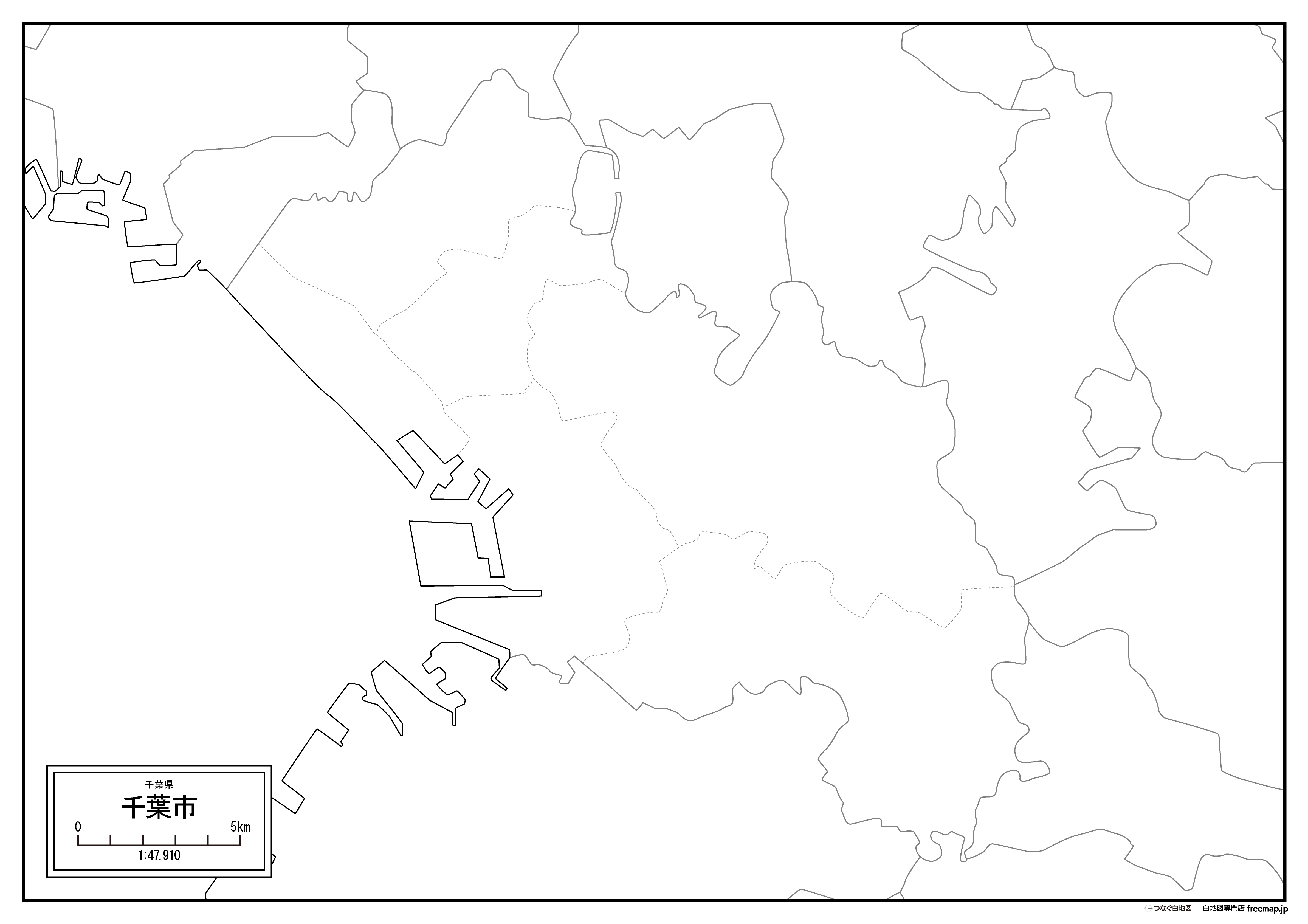 千葉県千葉市の白地図を無料ダウンロード 白地図専門店