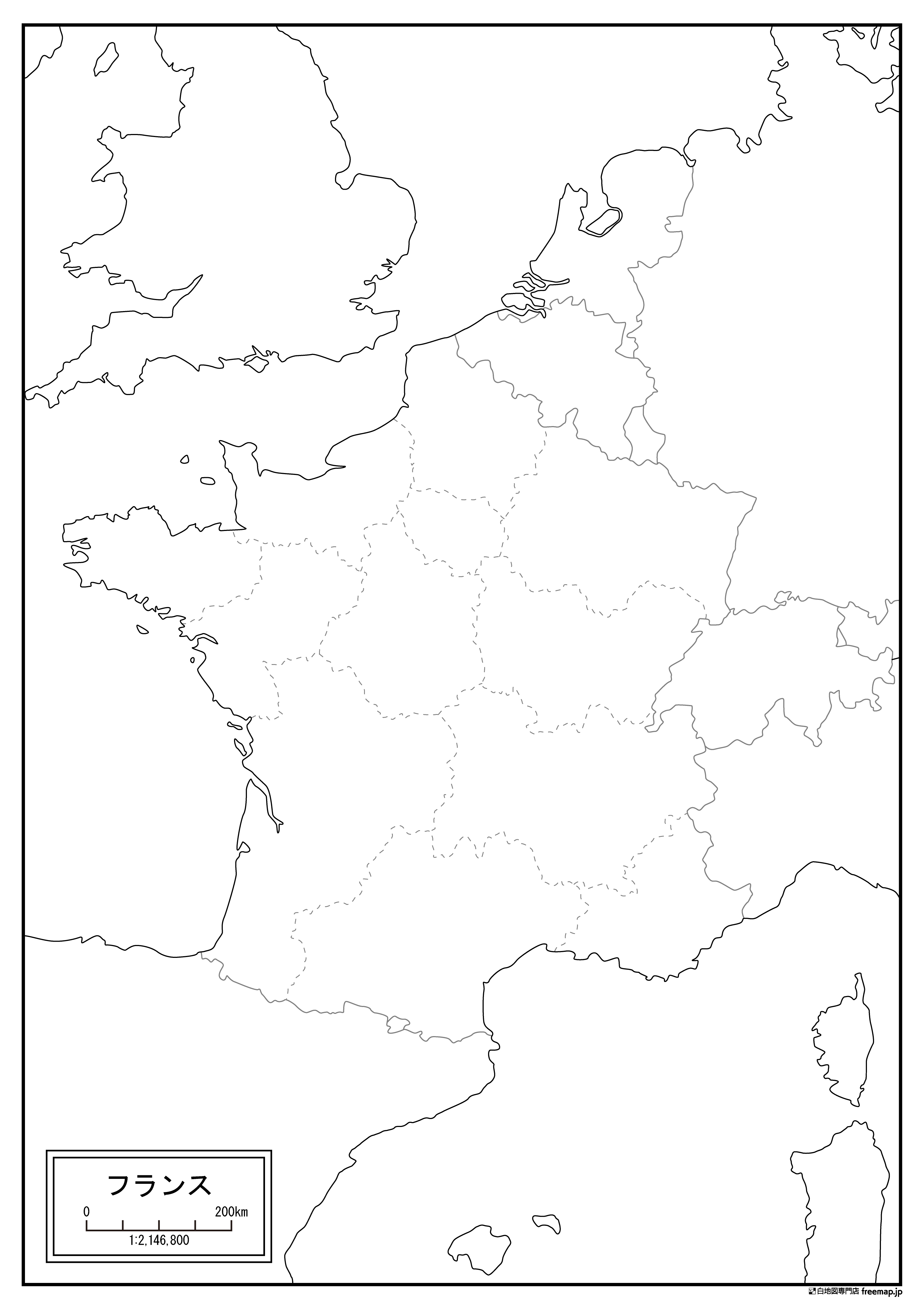 フランスの白地図を無料ダウンロード 白地図専門店