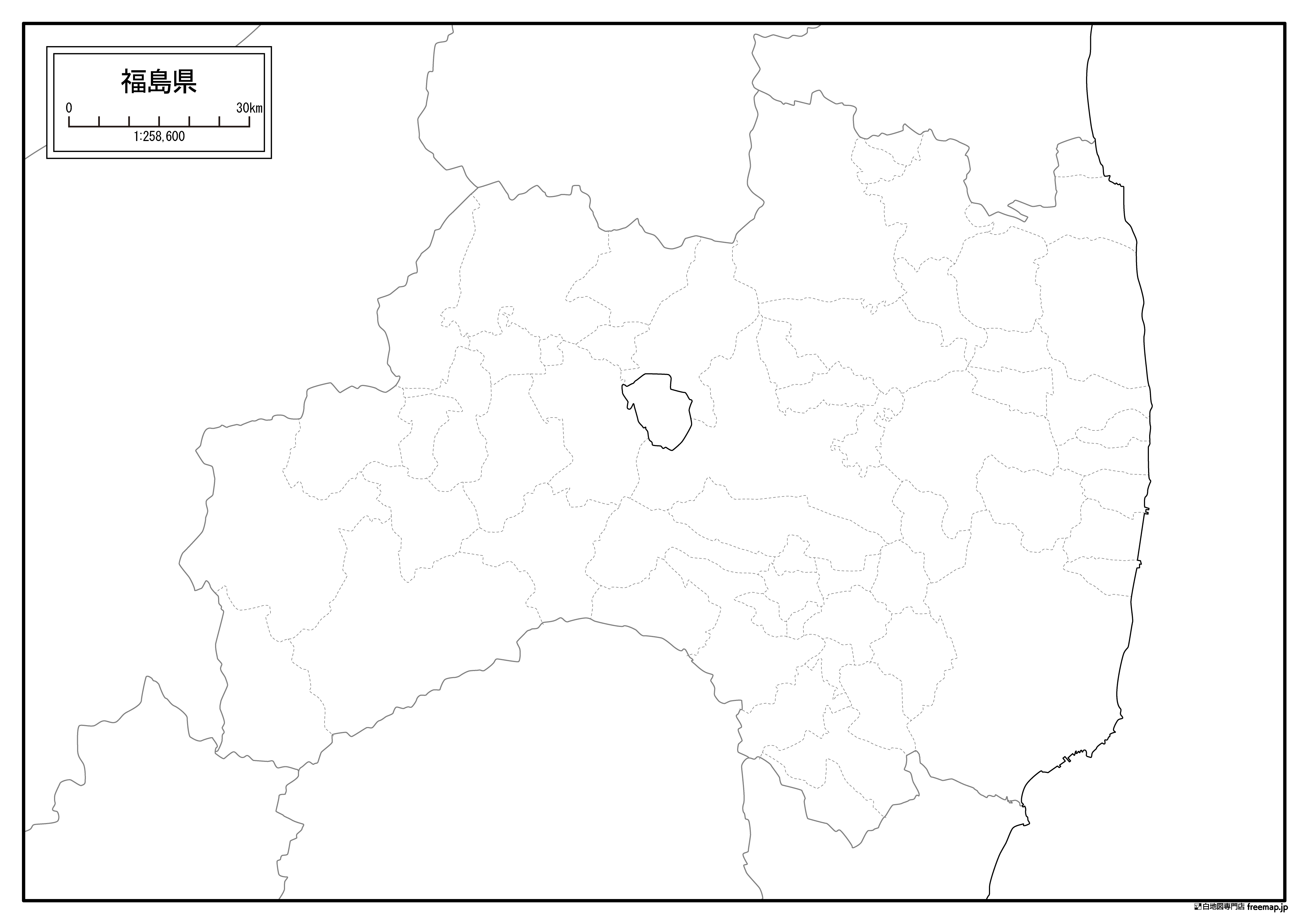 福島県の白地図を無料ダウンロードdownload fukushima's map for free of charge.