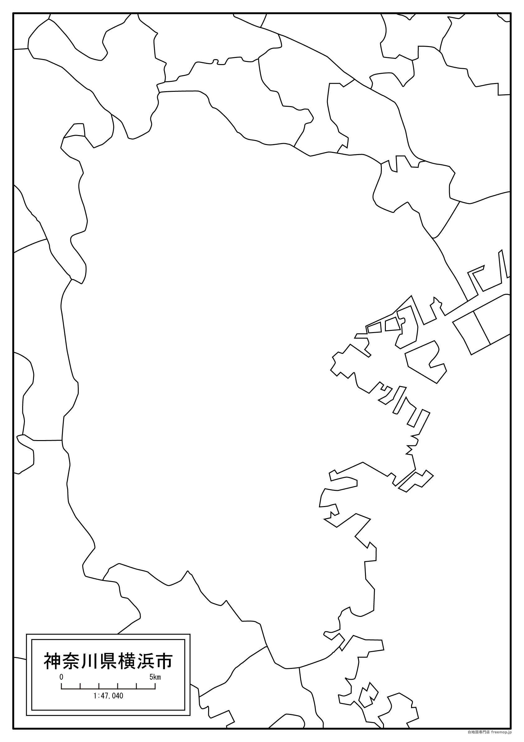 神奈川県横浜市の白地図を無料ダウンロード 白地図専門店