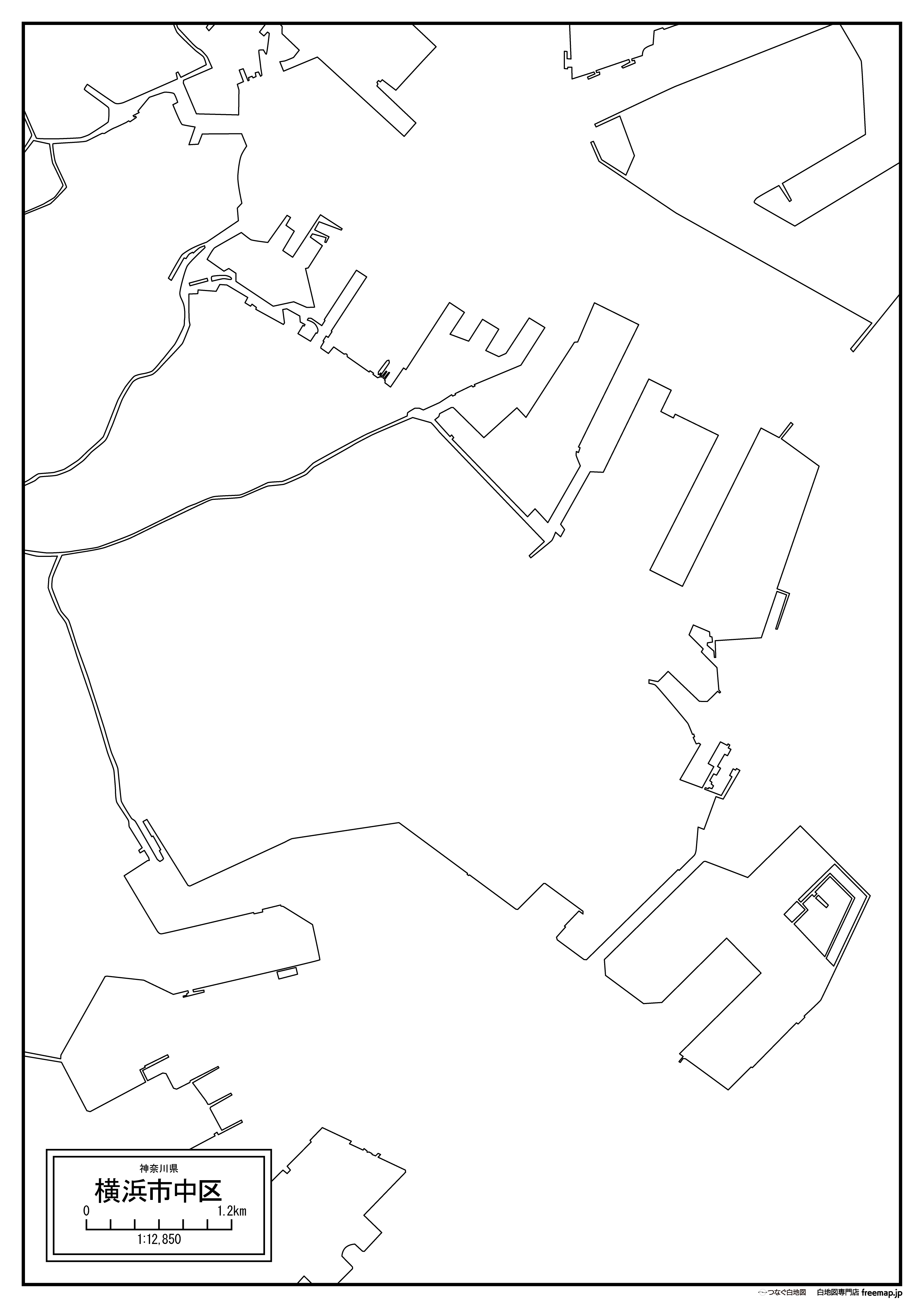 横浜市中区の白地図を無料ダウンロード 白地図専門店