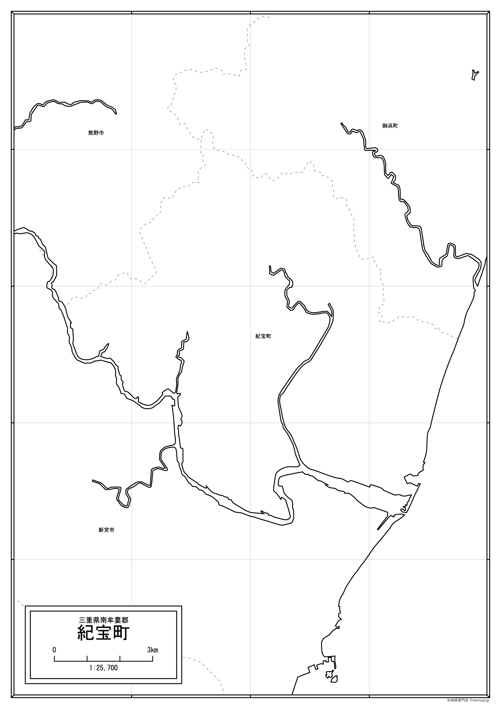 紀宝町の紙の白地図