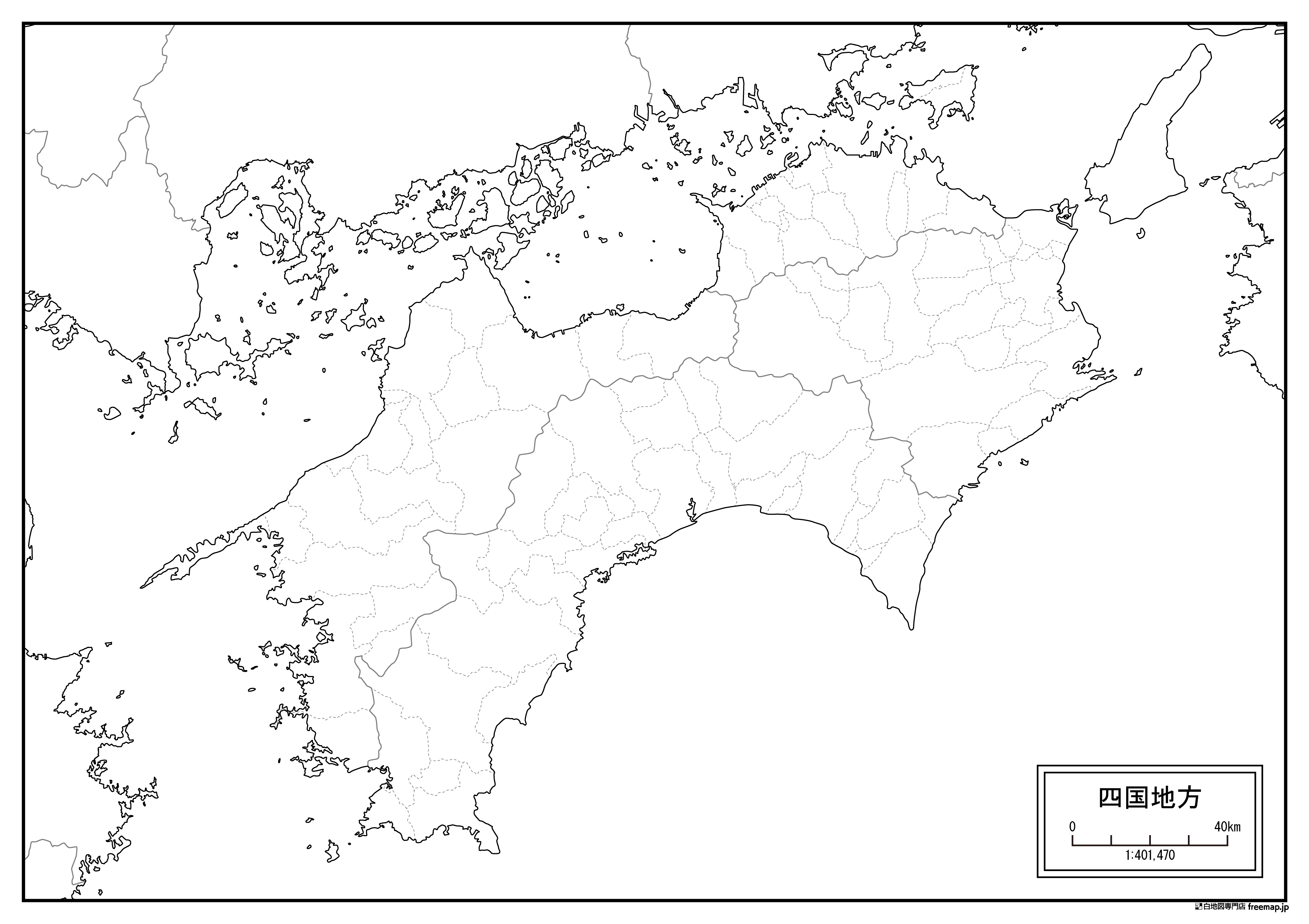 四国地方の白地図を無料ダウンロード 白地図専門店