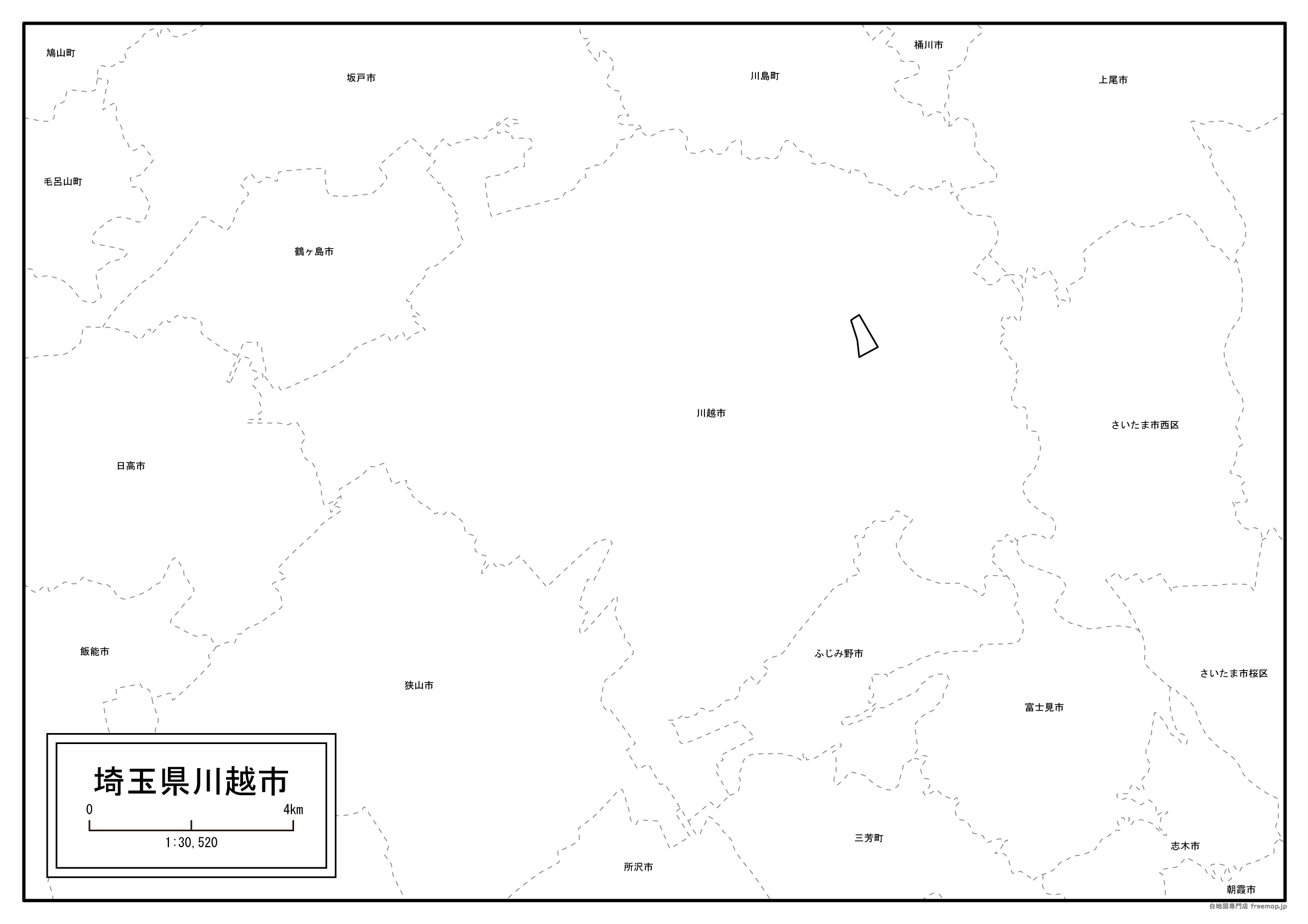 川越市の白地図を無料ダウンロード 白地図専門店