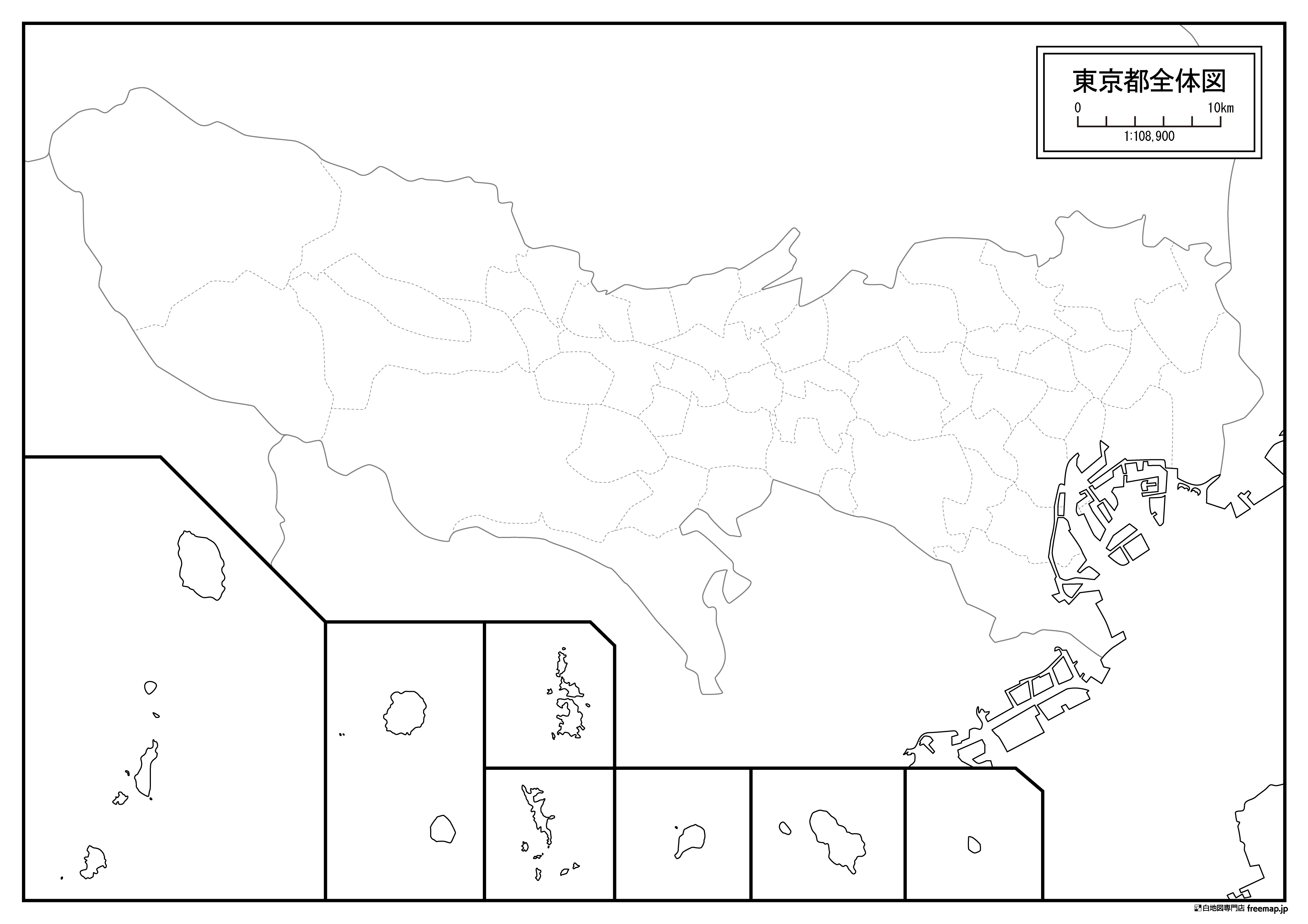 東京都全体の白地図を無料ダウンロード 白地図専門店