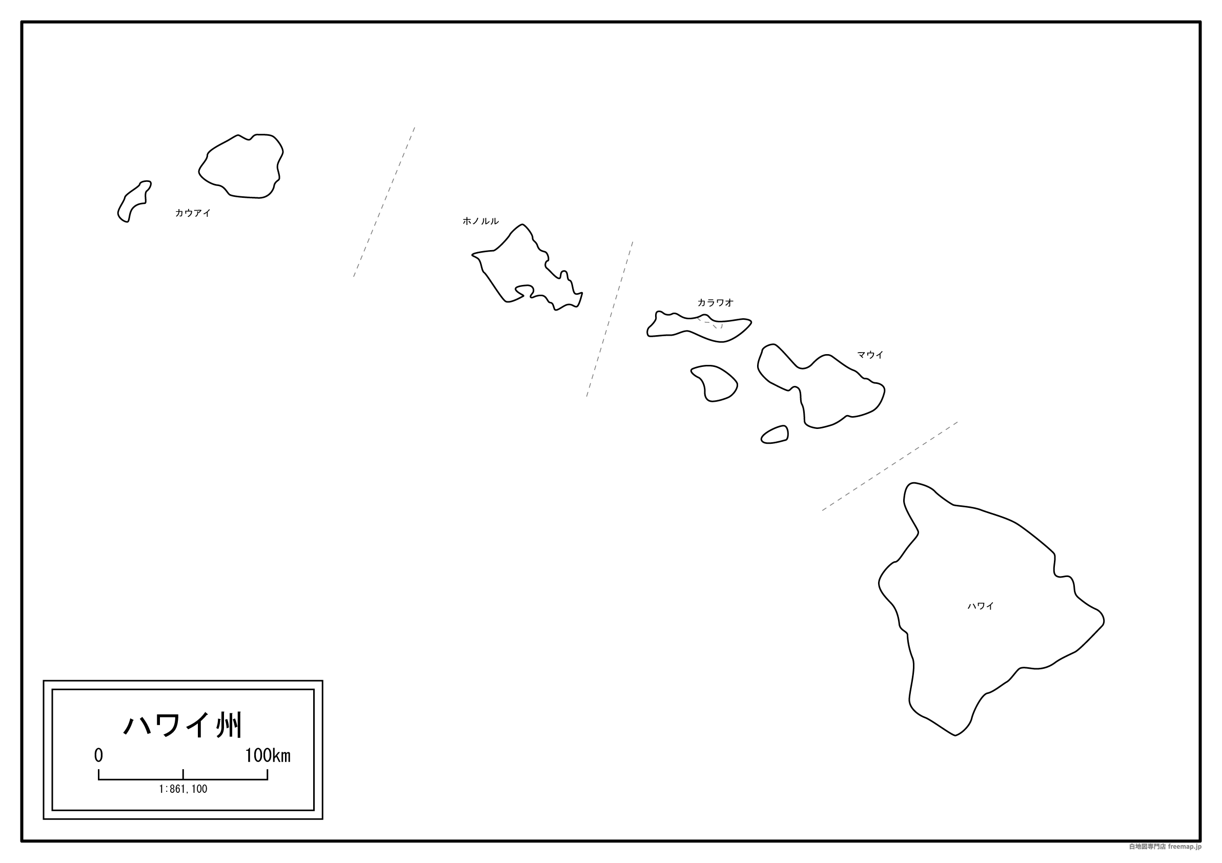 ハワイ州の地図を無料ダウンロード 白地図専門店