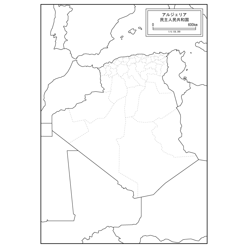 アルジェリアの白地図のサムネイル