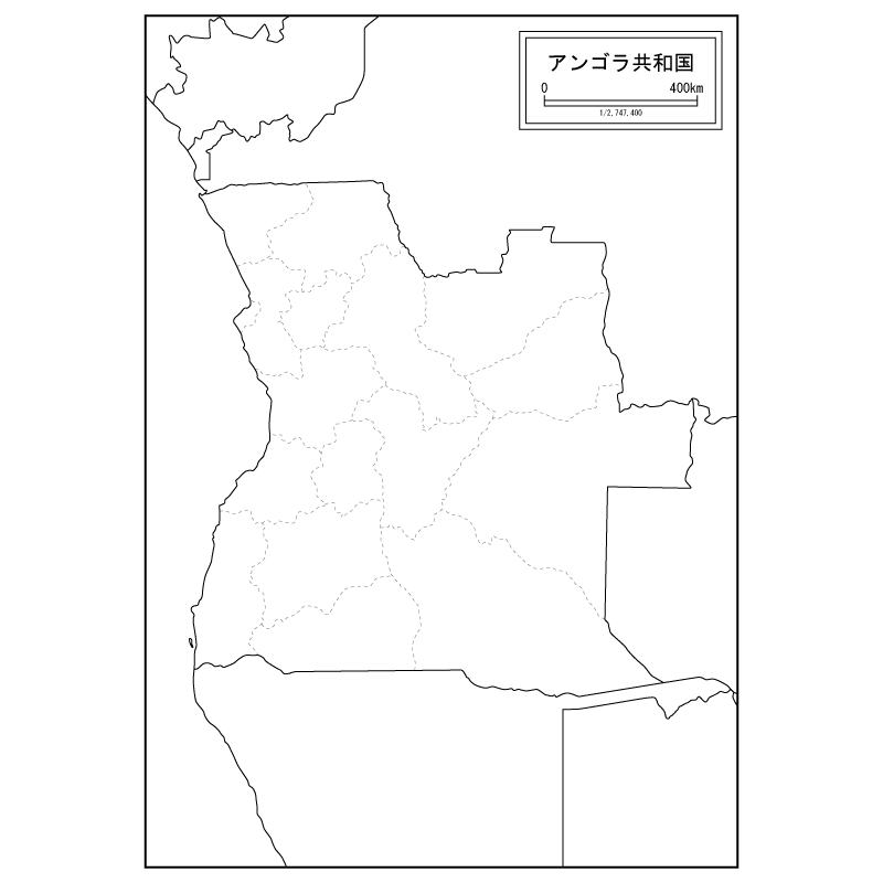 アンゴラ共和国の白地図のサムネイル