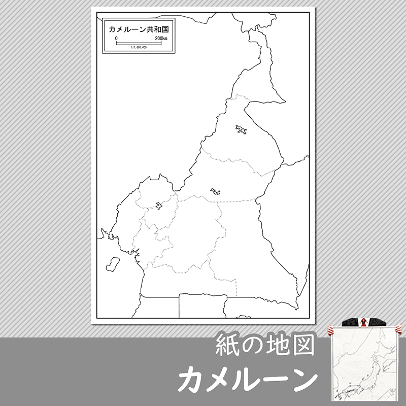 カメルーンの紙の白地図のサムネイル