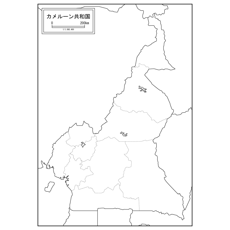 カメルーンの白地図のサムネイル