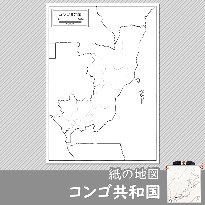 コンゴ共和国の紙の白地図のサムネイル