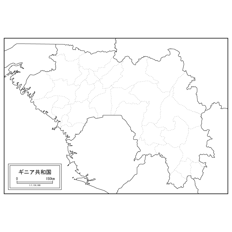 ギニアの白地図のサムネイル