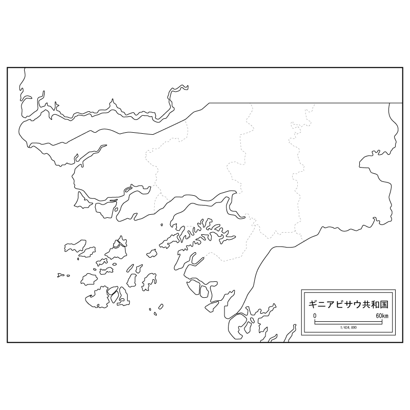 ギニアビサウの白地図のサムネイル