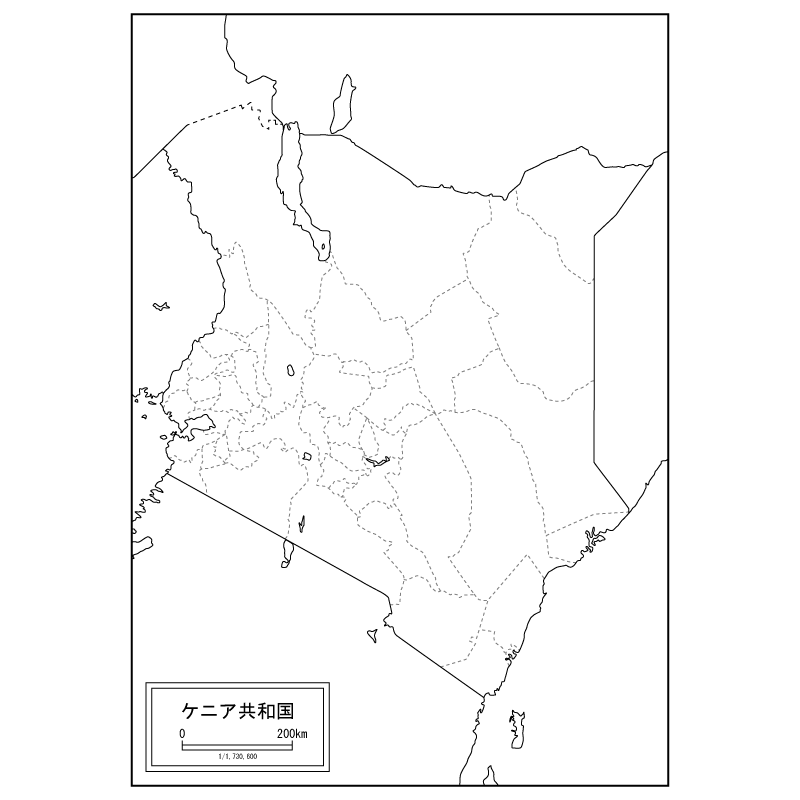ケニアの白地図のサムネイル