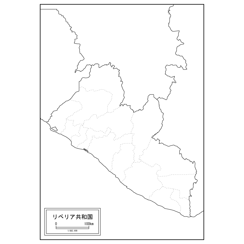 リベリアの白地図のサムネイル