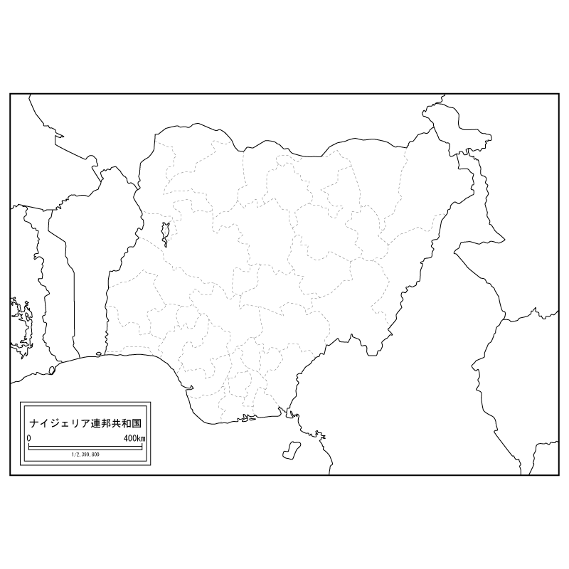 ナイジェリアの白地図のサムネイル