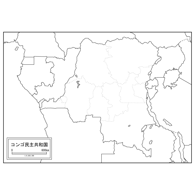 コンゴ民主共和国の白地図のサムネイル