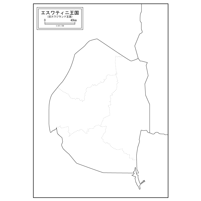 エスワティニ（旧スワジランド）の白地図のサムネイル