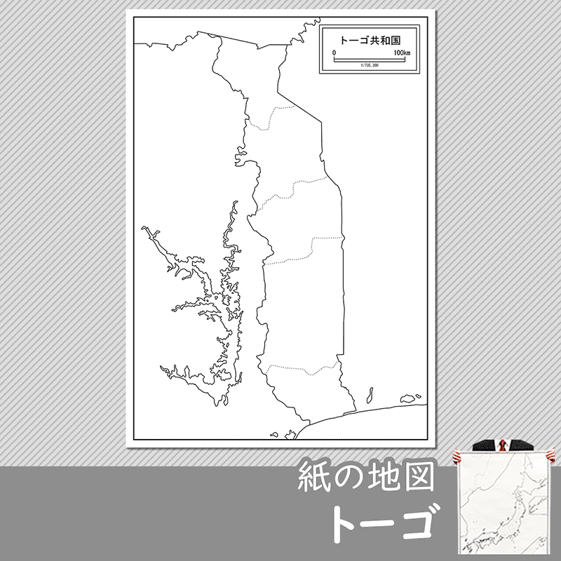 トーゴの紙の白地図のサムネイル