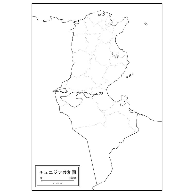 チュニジアの白地図のサムネイル