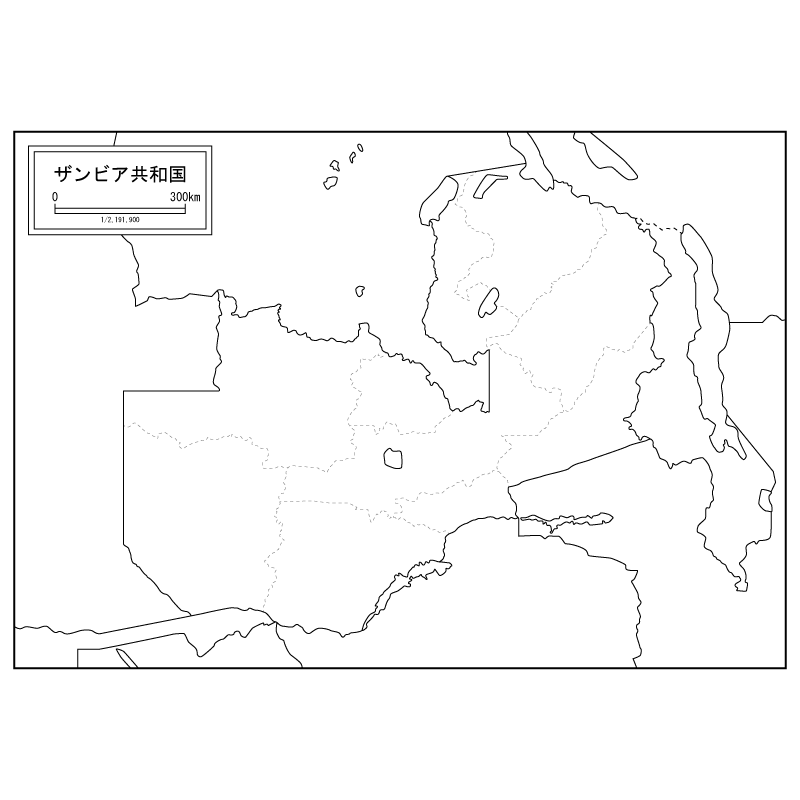 ザンビアの白地図のサムネイル