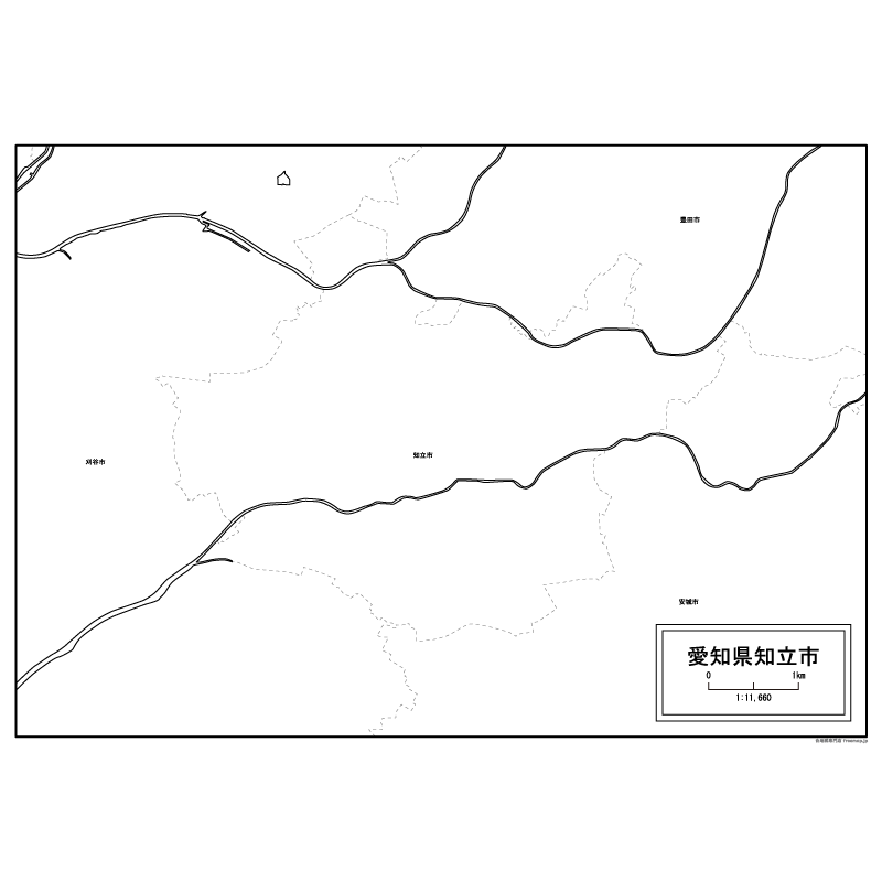 知立市の白地図のサムネイル