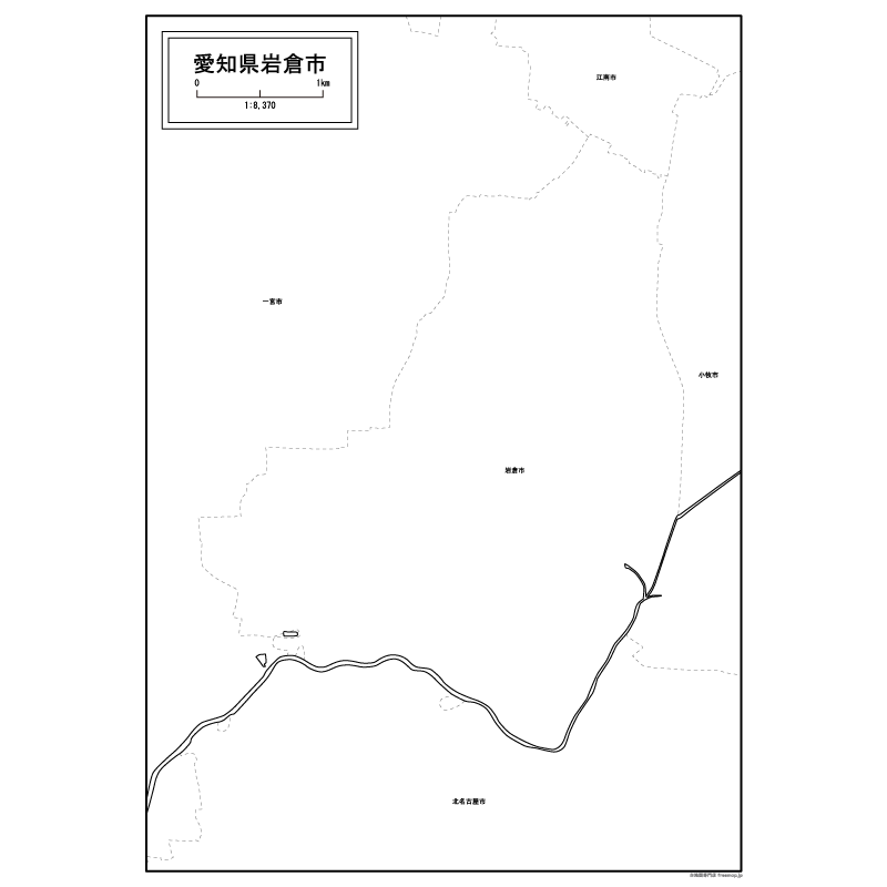 岩倉市の白地図のサムネイル