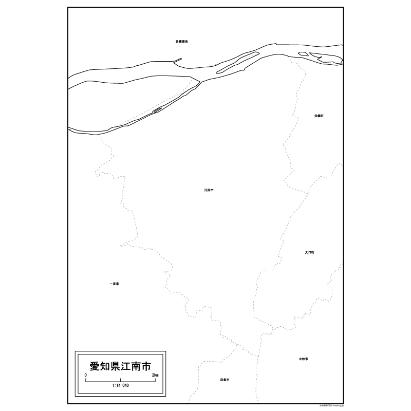 江南市の白地図のサムネイル
