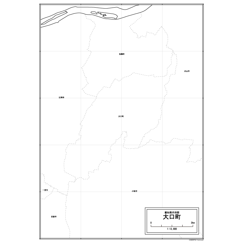 大口町の白地図のサムネイル