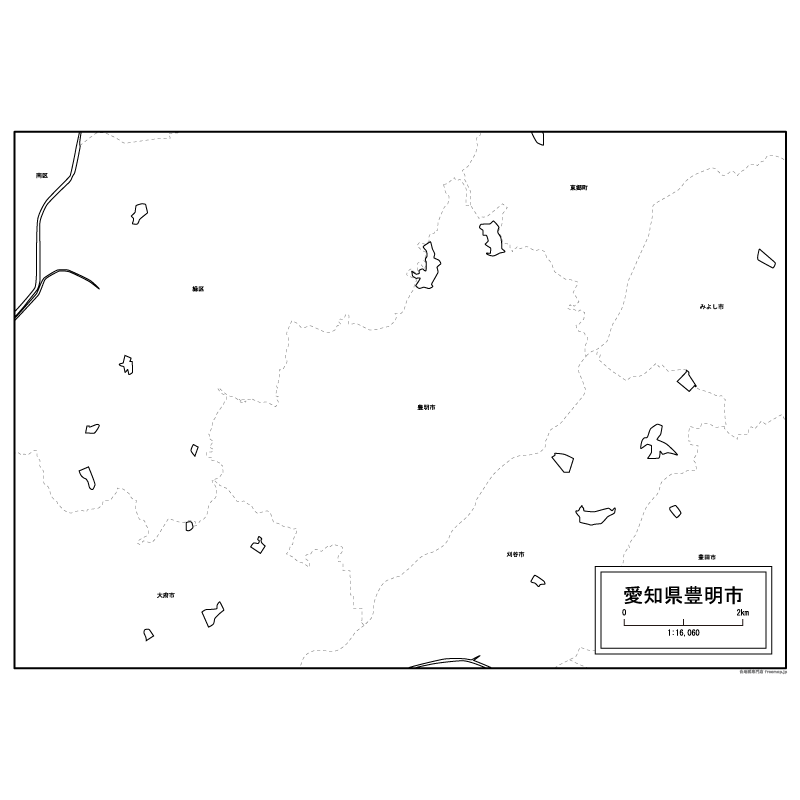 豊明市の白地図のサムネイル