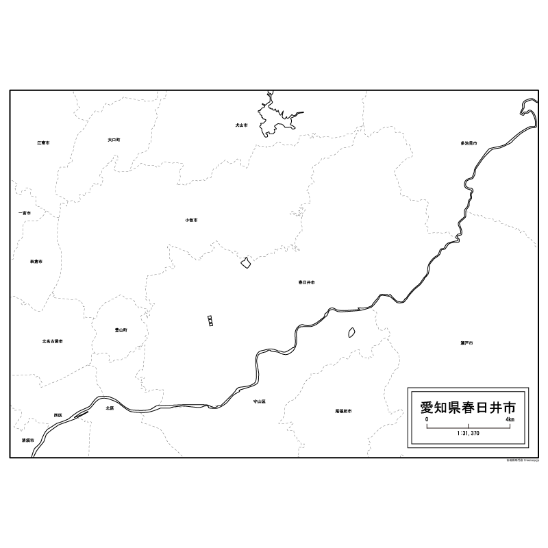 春日井市の白地図のサムネイル