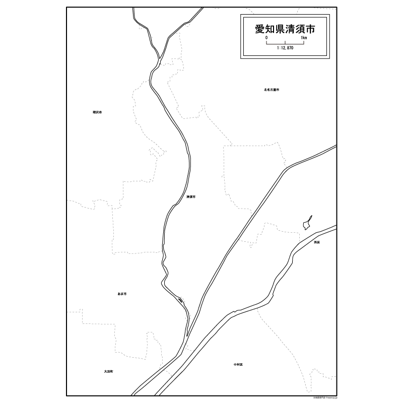 清須市の白地図のサムネイル