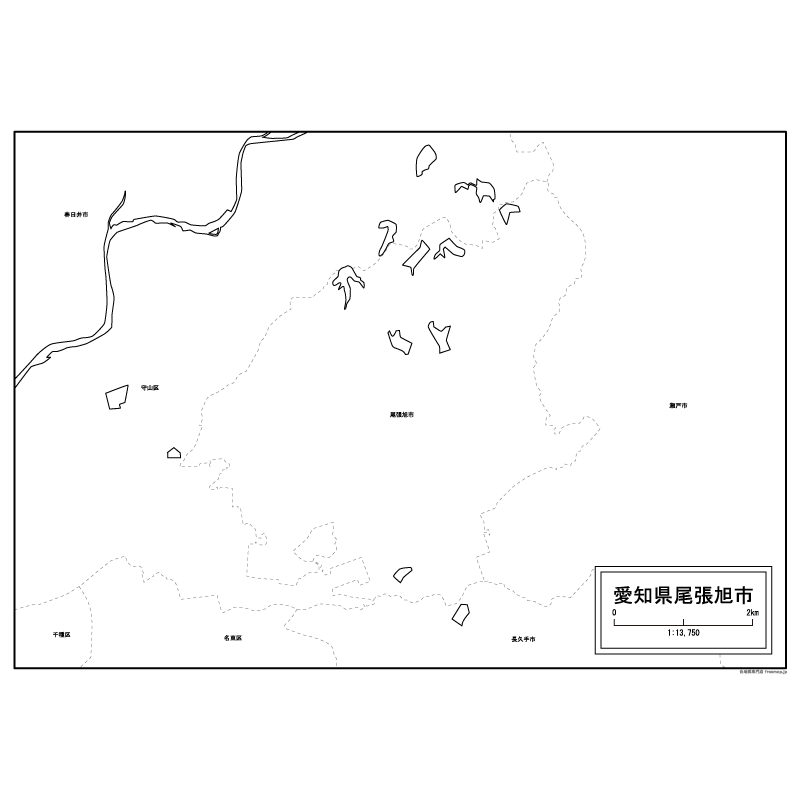 尾張旭市の白地図のサムネイル